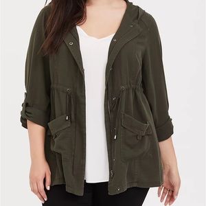 Torrid Olive Twill Hooded Anorak